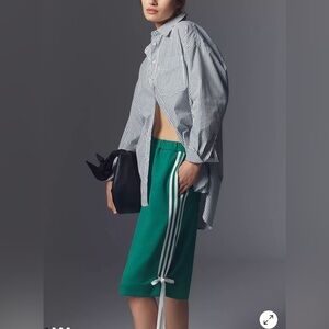 Anthropologie Find Me Now Basketball Bermuda Shorts Green and White